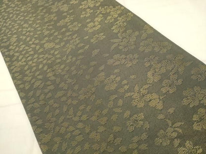 平和屋着物●両面全通柄袋帯　幾何学文様　舞桜文　金糸　正絹　逸品　AABN4415pf