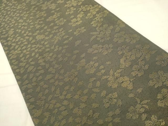 平和屋着物●両面全通柄袋帯　幾何学文様　舞桜文　金糸　正絹　逸品　AABN4415pf