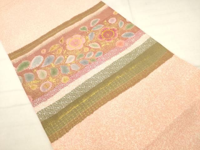 平和屋着物●京友禅の第一人者　松井青々　太鼓柄袋帯　駒刺繍　舞梅文　金銀彩　正絹　逸品　AABN4418pf