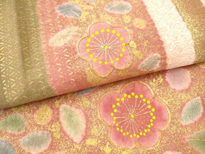 平和屋着物●京友禅の第一人者　松井青々　太鼓柄袋帯　駒刺繍　舞梅文　金銀彩　正絹　逸品　AABN4418pf
