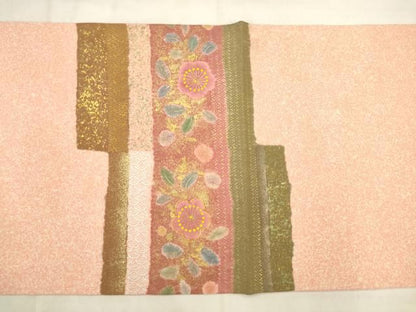 平和屋着物●京友禅の第一人者　松井青々　太鼓柄袋帯　駒刺繍　舞梅文　金銀彩　正絹　逸品　AABN4418pf