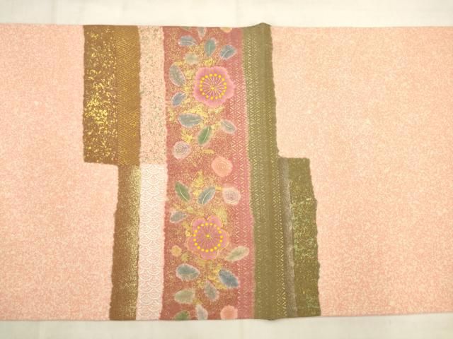 平和屋着物●京友禅の第一人者　松井青々　太鼓柄袋帯　駒刺繍　舞梅文　金銀彩　正絹　逸品　AABN4418pf