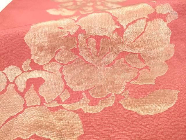 平和屋着物●洛風林　工芸帯地　六通柄袋帯　草花文　金糸　正絹　逸品　AABN4423pf