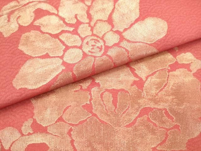 平和屋着物●洛風林　工芸帯地　六通柄袋帯　草花文　金糸　正絹　逸品　AABN4423pf