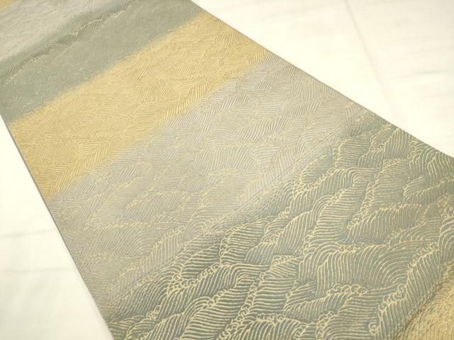 平和屋着物●西陣　京の名門　じゅらく謹製　両面六通柄袋帯　黄皇絲　跳兎　金糸　正絹　逸品　AABN4434pf
