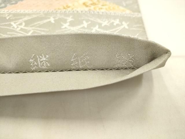 平和屋着物●六通柄袋帯　継紙綴　地紙重ね花文　金銀糸　正絹　逸品　AABN4436pf