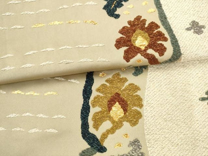 平和屋着物●六通柄袋帯　草花間道　金銀糸　正絹　逸品　AABN4445pf