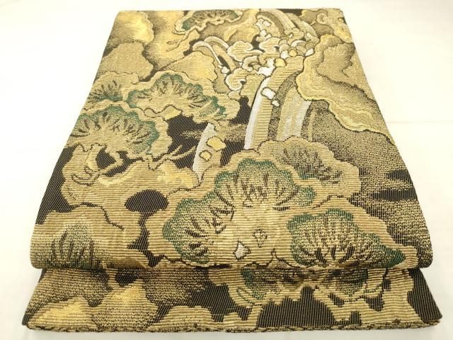 平和屋着物●ひなや工房　くむ・あむ・おる　伊豆蔵明彦　太鼓柄袋帯　金華山織　風景松文　金銀糸　正絹　逸品　AABN4448pf