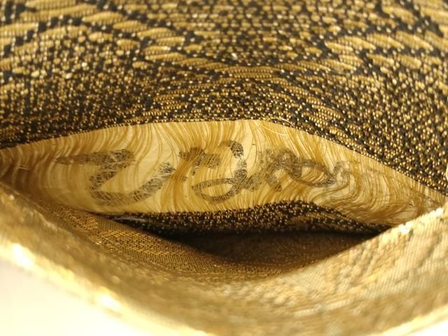 平和屋着物●ひなや工房　くむ・あむ・おる　伊豆蔵明彦　太鼓柄袋帯　金華山織　風景松文　金銀糸　正絹　逸品　AABN4448pf