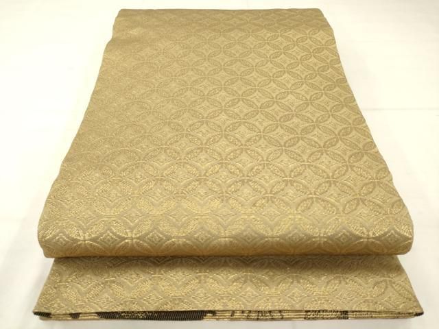 平和屋着物●ひなや工房　くむ・あむ・おる　伊豆蔵明彦　太鼓柄袋帯　金華山織　風景松文　金銀糸　正絹　逸品　AABN4448pf