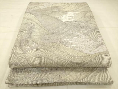 平和屋着物●松尾光琳　全通柄袋帯　荒海文様　金銀糸　正絹　逸品　AABN4455pf