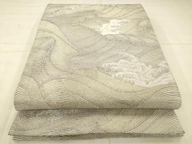 平和屋着物●松尾光琳　全通柄袋帯　荒海文様　金銀糸　正絹　逸品　AABN4455pf
