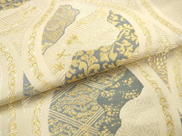 平和屋着物●六通柄袋帯　錦繍　立涌花鳥文　金糸　正絹　逸品　AABN4470pf
