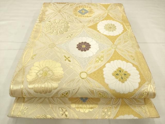 平和屋着物●六通柄袋帯　本草木つづれ　七宝花文　金銀糸　正絹　逸品　AABN4471pf