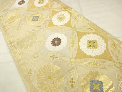 平和屋着物●六通柄袋帯　本草木つづれ　七宝花文　金銀糸　正絹　逸品　AABN4471pf
