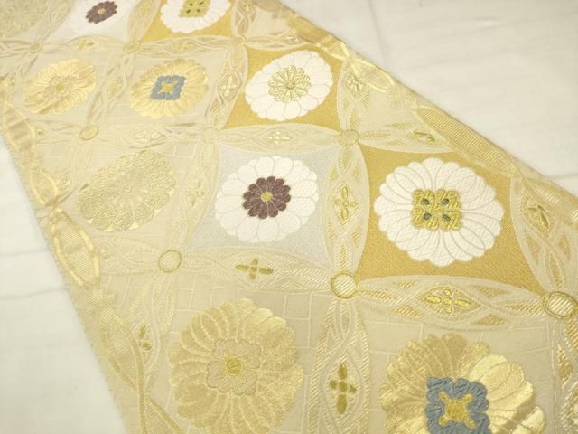 平和屋着物●六通柄袋帯　本草木つづれ　七宝花文　金銀糸　正絹　逸品　AABN4471pf