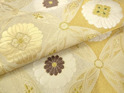 平和屋着物●六通柄袋帯　本草木つづれ　七宝花文　金銀糸　正絹　逸品　AABN4471pf