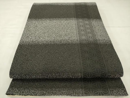 平和屋着物●両面両方向袋帯　型染め　草花文　跳兎　金通し地　正絹　逸品　AABN4474pf