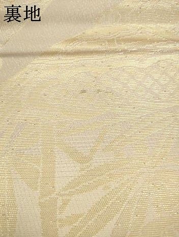 平和屋着物●両面全通柄袋帯　市松文様　風景文　金糸　正絹　逸品　AABN4475pf
