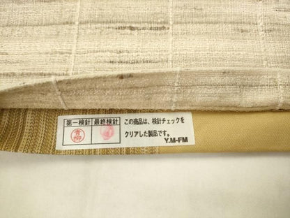 平和屋着物●インド・アッサム　野蚕糸　手織　ムガシルク　両面全通柄袋帯　横段文　正絹　逸品　AABN4476pf