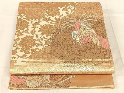 平和屋着物◎六通柄袋帯　唐織　鳳凰花文　金銀糸　正絹　逸品　AABN5024dk