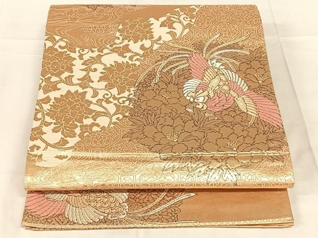 平和屋着物◎六通柄袋帯　唐織　鳳凰花文　金銀糸　正絹　逸品　AABN5024dk