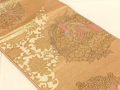 平和屋着物◎六通柄袋帯　唐織　鳳凰花文　金銀糸　正絹　逸品　AABN5024dk