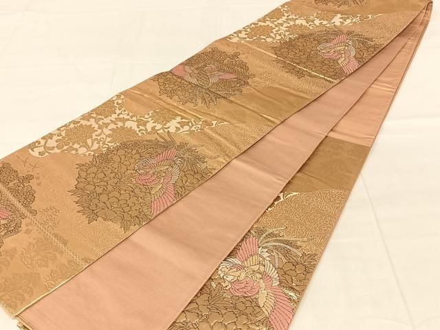 平和屋着物◎六通柄袋帯　唐織　鳳凰花文　金銀糸　正絹　逸品　AABN5024dk