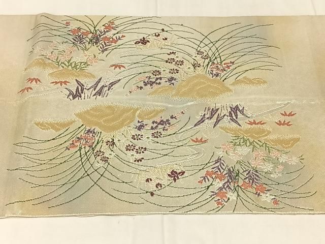 平和屋着物◎太鼓柄袋帯　唐織　渡橋風景文　金銀糸　正絹　逸品　AABN5025dk