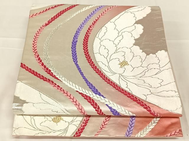 平和屋着物◎六通柄袋帯　唐織　舞花文　金銀糸　正絹　逸品　AABN5034dk