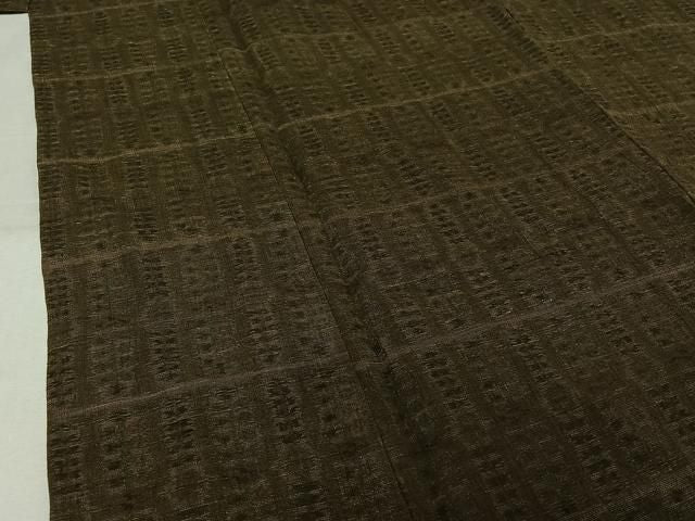 平和屋着物▽上質な紬　単衣　幾何学文様　正絹　逸品　AABN5045jh