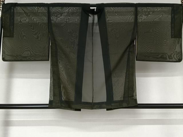 平和屋着物▽羽織　スリーシーズン　春夏秋　塵除け　縞　黒地　正絹　逸品　AABN5059jh