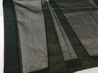 平和屋着物▽羽織　スリーシーズン　春夏秋　塵除け　縞　黒地　正絹　逸品　AABN5059jh