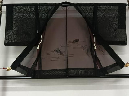 平和屋着物▽羽織　スリーシーズン　春夏秋　塵除け　地紙花文　正絹　逸品　AABN5061jh
