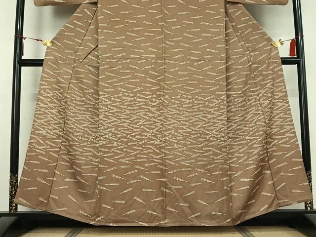 平和屋着物▽訪問着　単衣　舞扇文　正絹　逸品　AABN5077jh