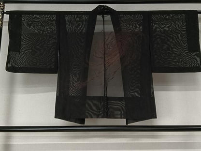 平和屋着物▽羽織　スリーシーズン　春夏秋　塵除け　霞文　黒地　正絹　逸品　AABN5090jh