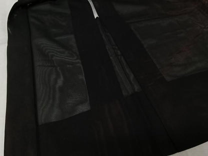 平和屋着物▽羽織　スリーシーズン　春夏秋　塵除け　霞文　黒地　正絹　逸品　AABN5090jh