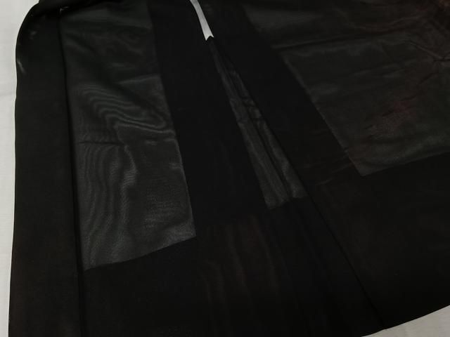 平和屋着物▽羽織　スリーシーズン　春夏秋　塵除け　霞文　黒地　正絹　逸品　AABN5090jh
