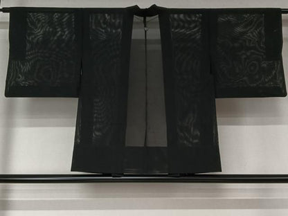 平和屋着物▽羽織　スリーシーズン　春夏秋　塵除け　黒地　正絹　逸品　AABN5092jh