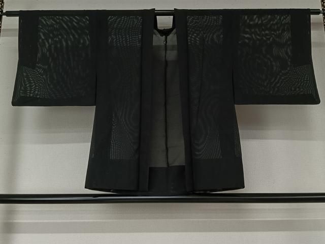 平和屋着物▽羽織　スリーシーズン　春夏秋　塵除け　黒地　正絹　逸品　AABN5092jh
