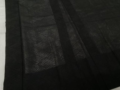 平和屋着物▽羽織　スリーシーズン　春夏秋　塵除け　幾何学文様　黒地　正絹　逸品　AABN5098jh