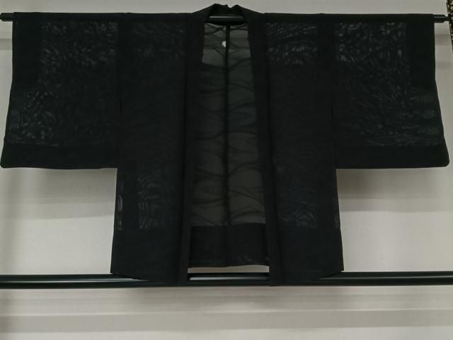 平和屋着物▽羽織　スリーシーズン　春夏秋　塵除け　流水文　黒地　正絹　逸品　AABN5101jh