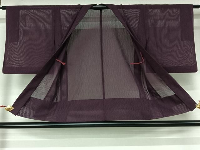 平和屋着物▽羽織　スリーシーズン　春夏秋　塵除け　菱文　桑の実色　正絹　逸品　AABN5102jh