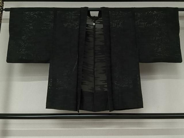 平和屋着物▽羽織　スリーシーズン　春夏秋　塵除け　霞文　黒地　正絹　逸品　AABN5103jh