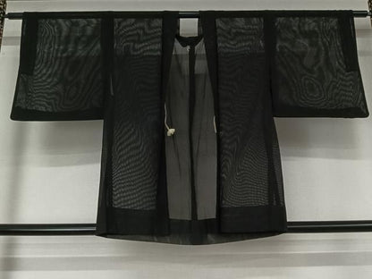 平和屋着物▽羽織　スリーシーズン　春夏秋　塵除け　黒地　正絹　逸品　AABN5104jh