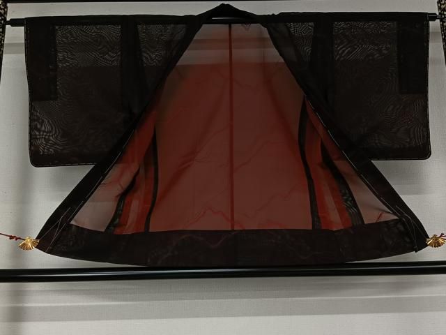 平和屋着物▽羽織　スリーシーズン　春夏秋　塵除け　霞文　黒地　正絹　逸品　未使用　AABN5108jh