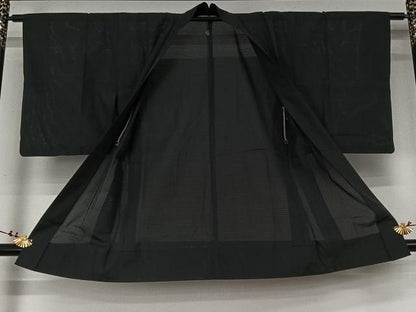 平和屋着物▽長羽織　スリーシーズン　春夏秋　塵除け　黒地　正絹　逸品　AABN5112jh