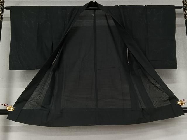 平和屋着物▽長羽織　スリーシーズン　春夏秋　塵除け　黒地　正絹　逸品　AABN5112jh