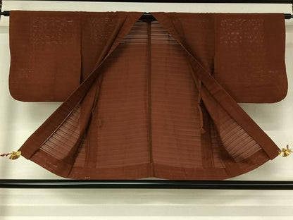 平和屋着物▽羽織　スリーシーズン　春夏秋　塵除け　錆色　正絹　逸品　AABN5121jh