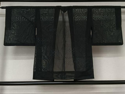 平和屋着物▽羽織　スリーシーズン　春夏秋　塵除け　亀甲花文　黒地　AABN5123jh